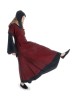 Mittelalter Kleid Saelde mit Zierleiste in Rot-Schwarz Seitenansicht