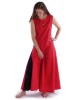 Mittelalter Kleid Peronella in Feuerrot-Schwarz Frontansicht 2