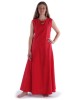 Mittelalter Kleid Peronella in Feuerrot-Schwarz Frontansicht 3
