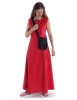 Mittelalter Kleid Peronella in Feuerrot-Schwarz Frontansicht 4