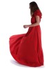 Mittelalter Kleid Fiammetta in Feuerrot Seitenansicht