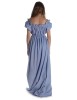Mittelalter Kleid Fiammetta in Hellblau Rückansicht